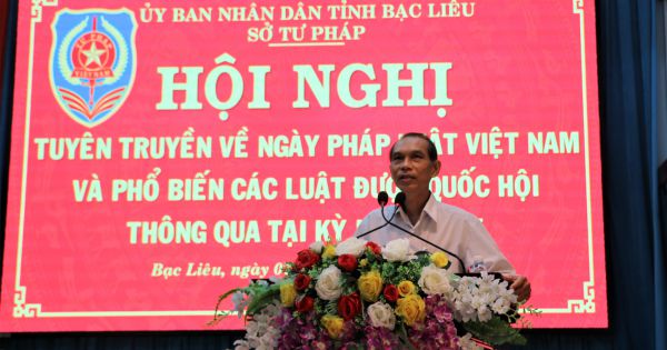 Bạc Liêu Hội nghị tuyên truyền ngày Pháp luật Việt Nam và phổ biến các luật được Quốc Hội thông qua tại kỳ họp thứ 7