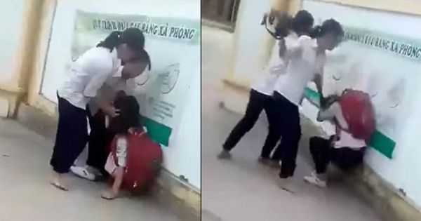 Xôn xao clip nữ sinh lớp 8 bị đánh hội đồng trước cổng trường vì chê mẫu áo mỏng