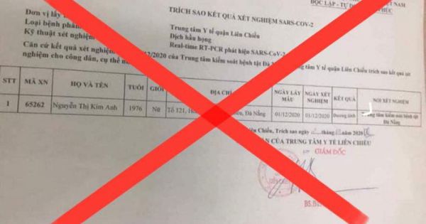 Đà Nẵng khẳng định “phiếu xét nghiệm dương tính SARS-CoV-2” trên mạng là giả