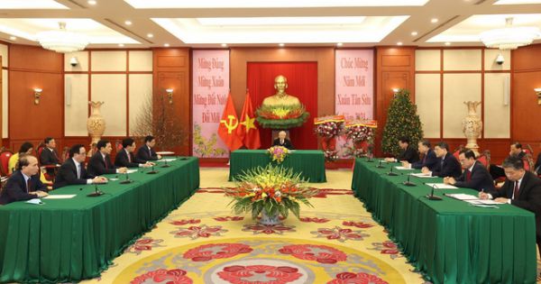 Lãnh đạo các bộ, ngành của Lào chúc mừng 91 năm thành lập Đảng Cộng sản Việt Nam