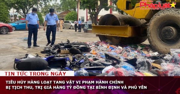 Tiêu hủy hàng loạt tang vật vi phạm hành chính bị tịch thu, trị giá hàng tỷ đồng tại Bình Định và Phú Yên