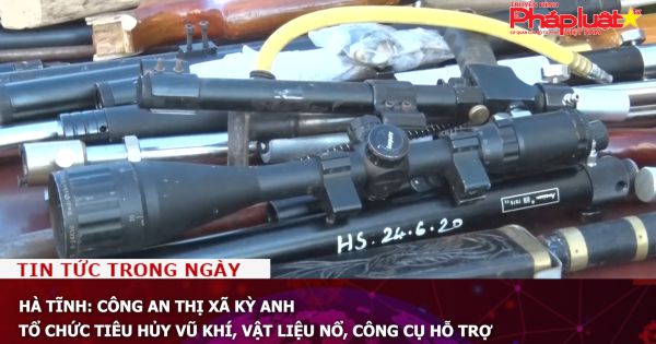 Hà Tĩnh: Công an thị xã Kỳ Anh tổ chức tiêu hủy vũ khí, vật liệu nổ, công cụ hỗ trợ