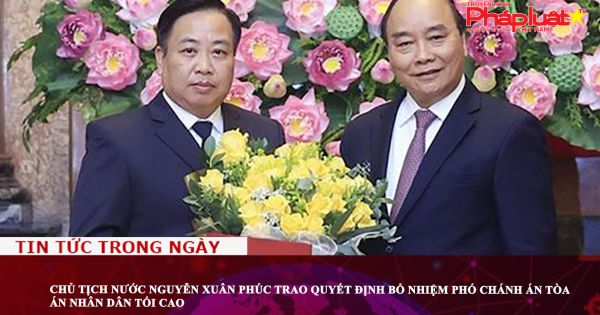 Chủ tịch nước Nguyễn Xuân Phúc trao quyết định bổ nhiệm Phó Chánh án Tòa án nhân dân Tối cao