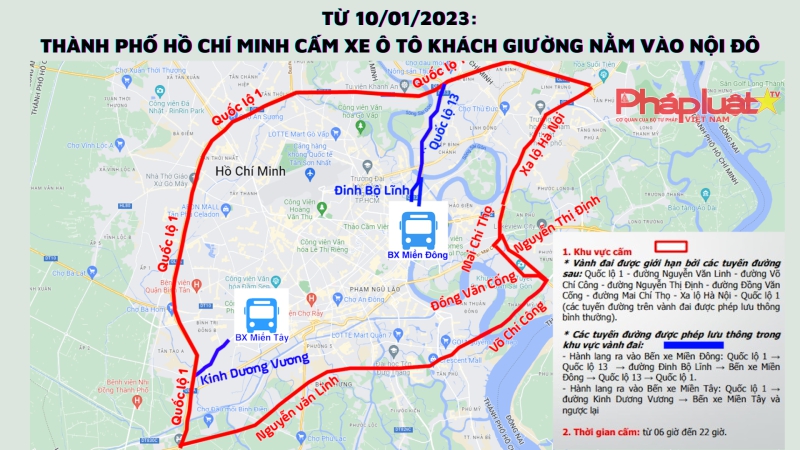 Từ 10/01/2023: Thành phố Hồ Chí Minh cấm xe ô tô khách giường nằm vào nội đô