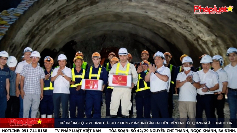 Thứ trưởng Bộ GTVT đánh giá cao phương pháp đào hầm cải tiến trên cao tốc Quảng Ngãi - Hoài Nhơn