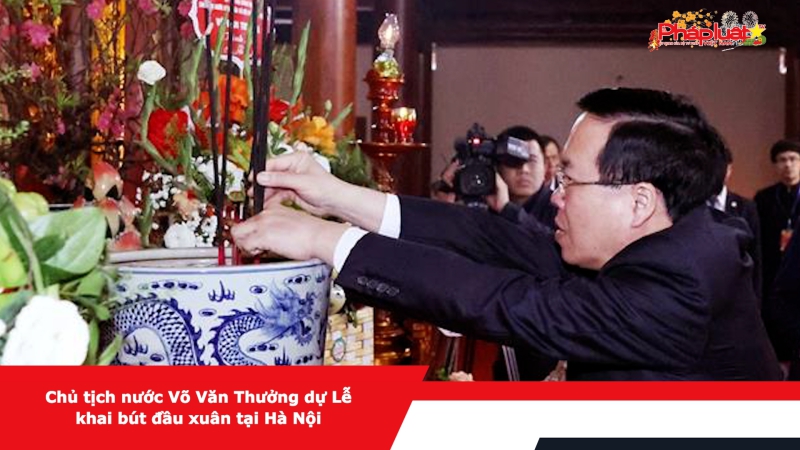 Chủ tịch nước Võ Văn Thưởng dự Lễ khai bút đầu xuân tại Hà Nội