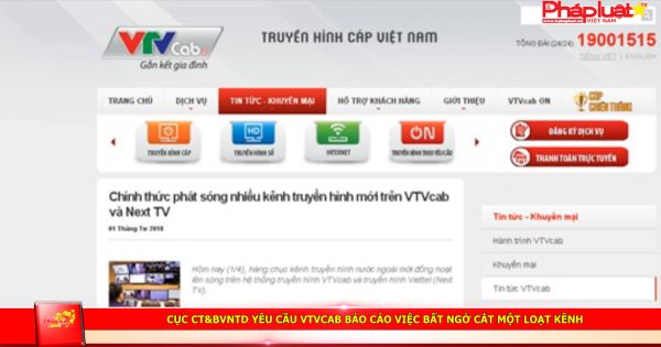 Cục CT&BVNTD yêu cầu VTVcab báo cáo việc bất ngờ cắt một loạt kênh