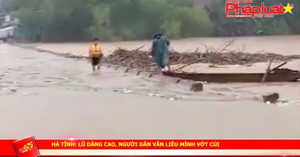 Hà Tĩnh: Lũ dâng cao, người dân vẫn liều mình vớt củi