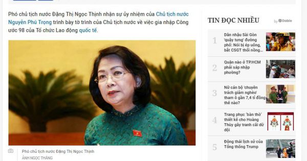 Bà Đặng Thị Ngọc Thịnh thay Chủ tịch nước Nguyễn Phú Trọng trình Quốc hội công ước 98