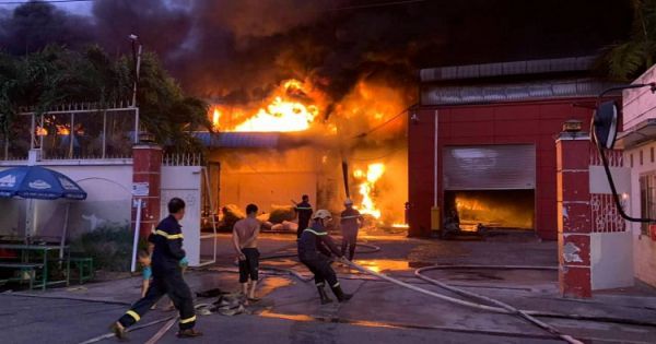 Long An: Cháy gần 1.000m2 nhà xưởng sản xuất vỏ cơm hộp, thiệt hại gần 30 tỉ đồng