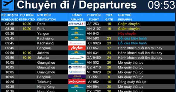 Từ 1/7 khách đi từ sân bay Tân Sơn Nhất theo dõi lịch bay từ màn hình điện tử