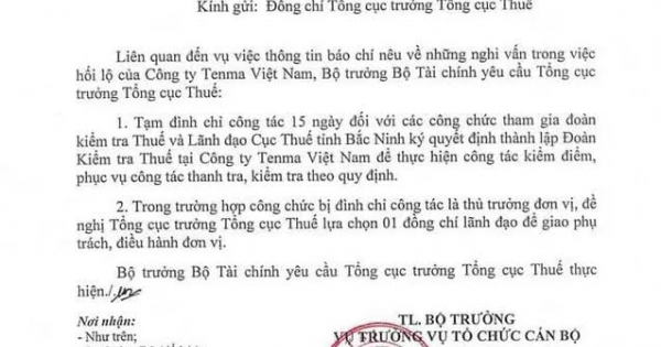 5 công chức thuế bị đình chỉ công tác trong vụ Công ty Tenma Việt Nam