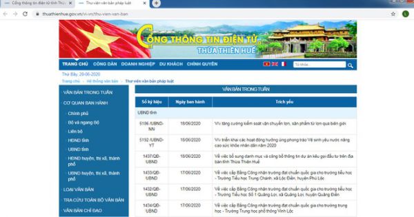 UBND tỉnh Thừa Thiên Huế phát hành văn bản điện tử thay thế văn bản giấy từ 26/6