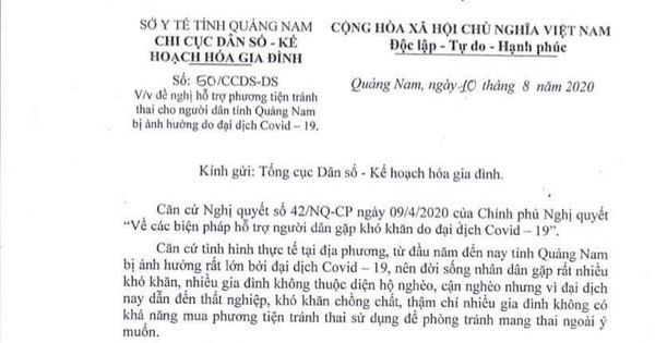 Quảng Nam xin hỗ trợ phương tiện tránh thai cho dân bị ảnh hưởng dịch COVID-19