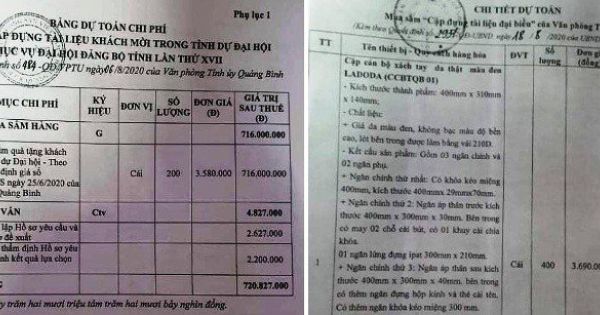 Hủy các gói thầu mua cặp đựng tài liệu phục vụ Đại hội Đảng bộ tỉnh lần thứ XVII tại Quảng Bình