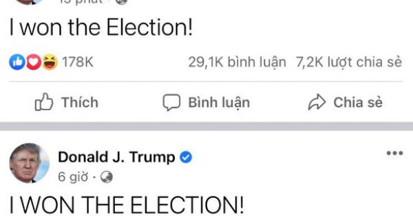 Ông Trump 2 lần trong ngày tuyên bố 'đã chiến thắng bầu cử'