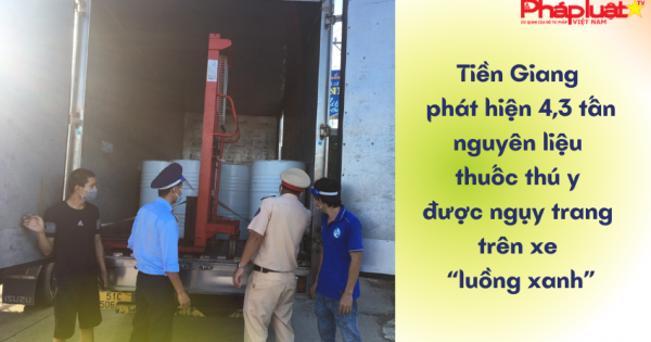 Tiền Giang phát hiện 4,3 tấn nguyên liệu thuốc thú y được ngụy trang trên xe “luồng xanh”