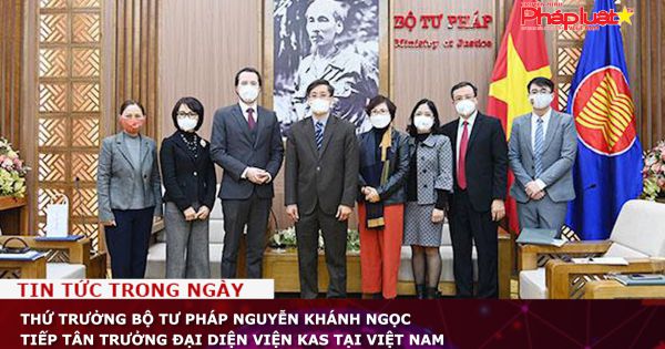 Thứ trưởng Bộ Tư pháp Nguyễn Khánh Ngọc tiếp tân Trưởng đại diện Viện KAS tại Việt Nam