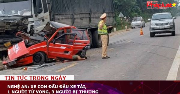 Nghệ An: Xe con đấu đầu xe tải, 1 người tử vong, 3 người bị thương