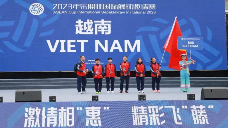 Cầu mây nữ Việt Nam giành HCV đồng đội bốn người nữ tại Trung Quốc