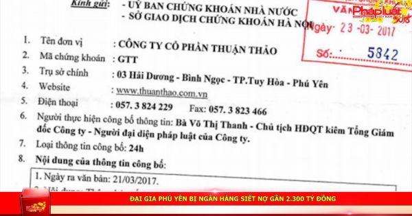 Đại gia Phú Yên bị ngân hàng siết nợ gần 2.300 tỷ đồng