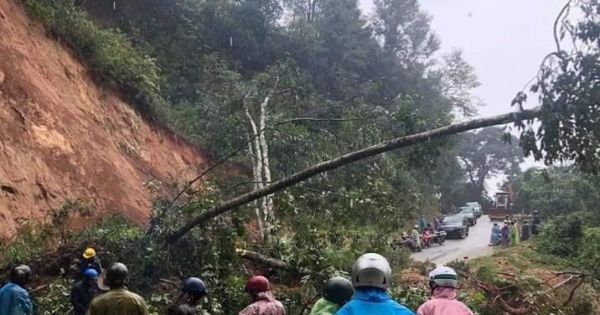 Kon Tum: Sạt lở khiến hàng chục nghìn m3 đất đá đổ xuống đường