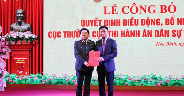 Bộ Tư pháp bổ nhiệm Cục trưởng Cục THADS tỉnh Hòa Bình đối với ông Trần Văn Dũng